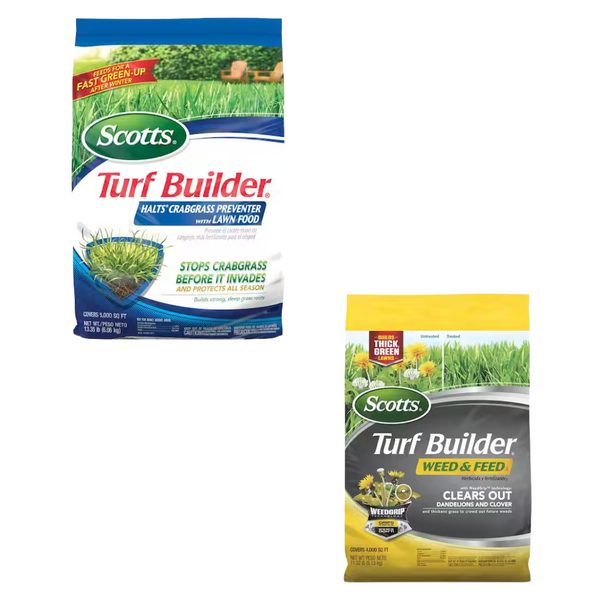 Scotts Turf Builder: Crabgrass Preventer (5K sq. ft.) + Weed & Feed (4k sq. ft.)