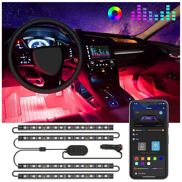 Govee RGB Waterproof Interior Car Lights With App Control & Car Charger