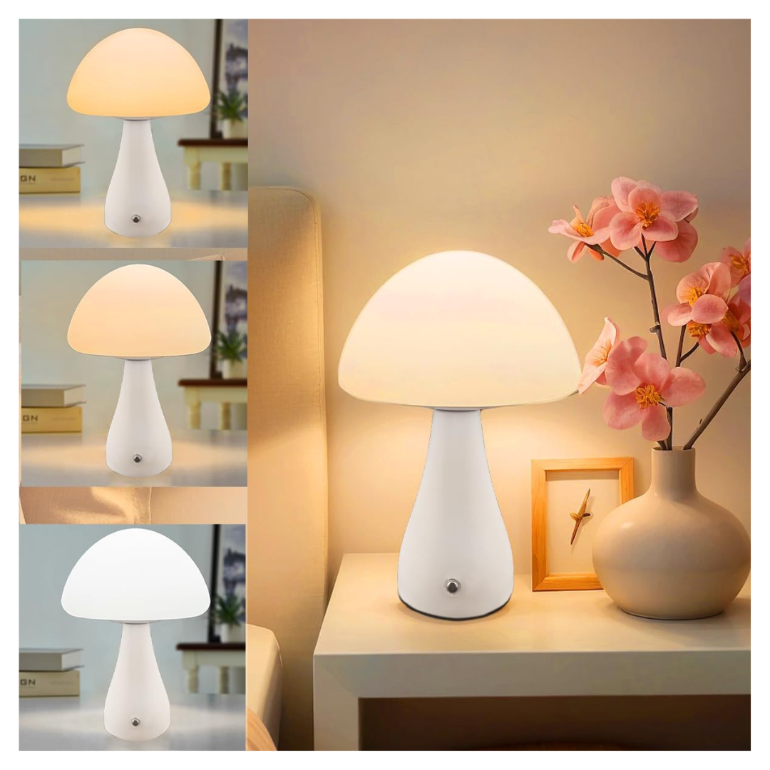 Dimmable Portable Rechargeable Wireless Small Mushroom Table Lamp