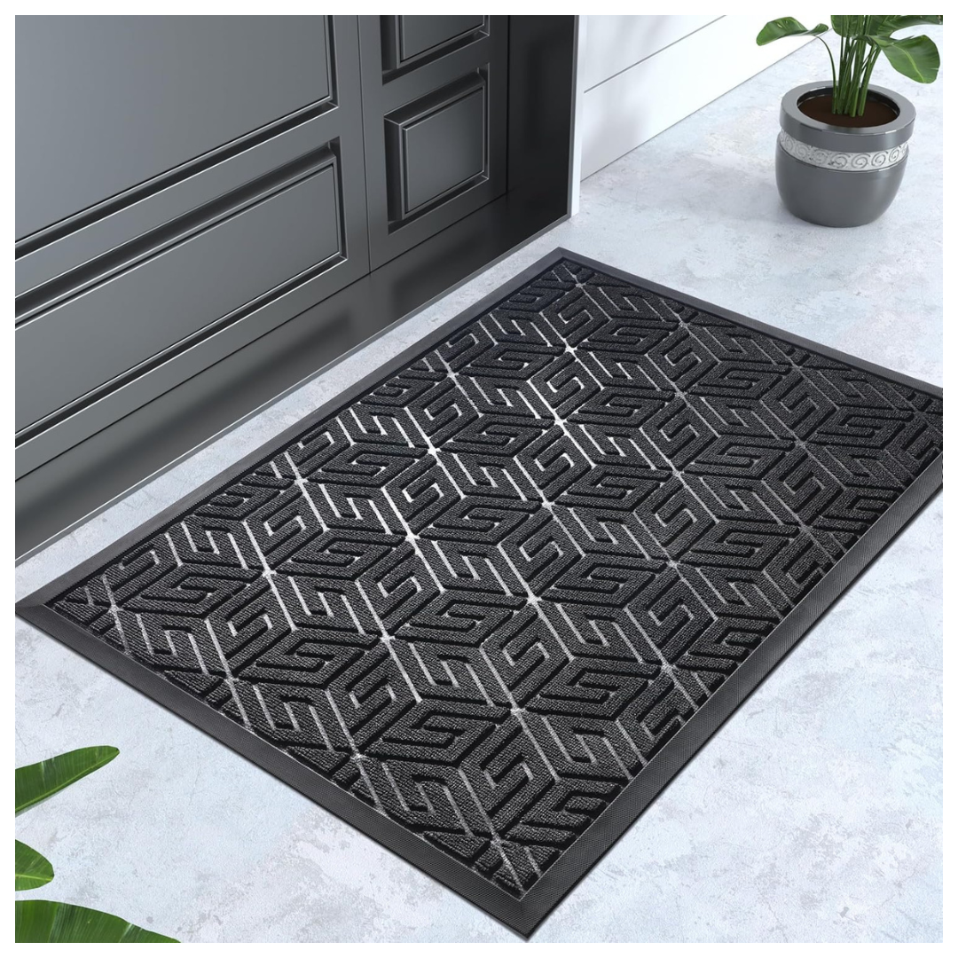 Non Slip Natural Rubber Backing Waterproof Front Door Mat (17" x 29.5")