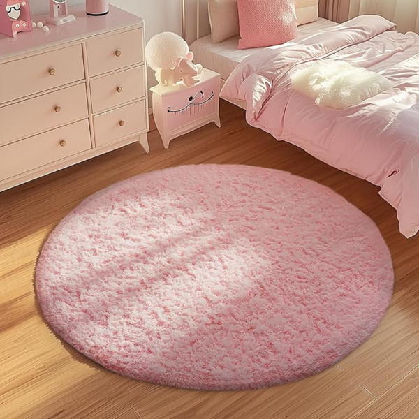 4Ft Pink Circle Area Rug