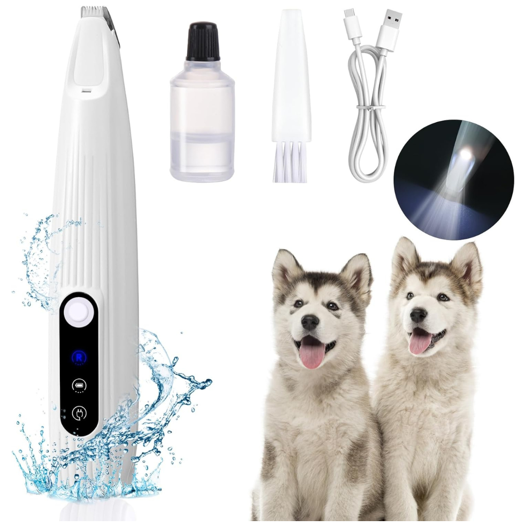 Pet Electric Paw Grooming Kit with LED Light for Precision Trimming