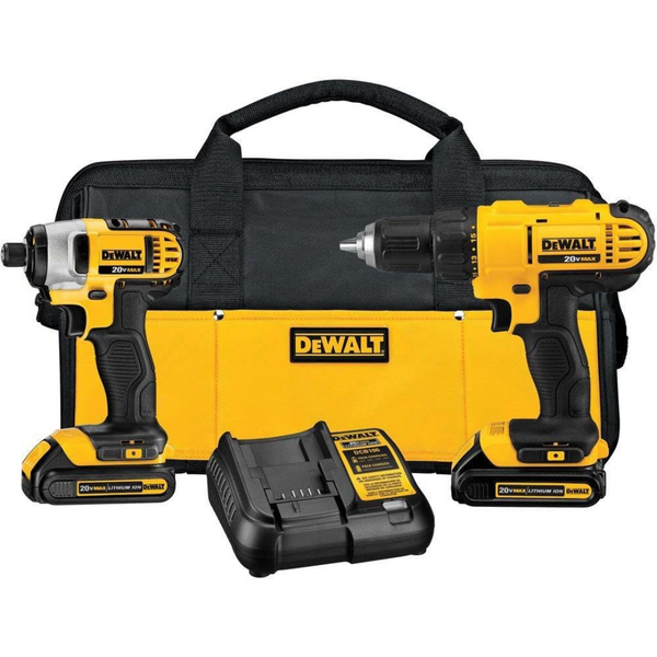 Dewalt 20V Cordless Drill and Impact Driver with 2 Batteries & Charger