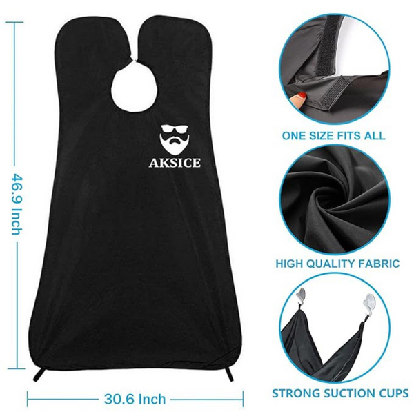 Aksice Waterproof Non-Stick Beard Bib Apron for Men with 4 Suction Cups