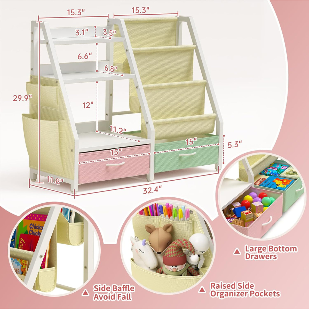 3-Tier Kids Bookshelf and Toy Organizer