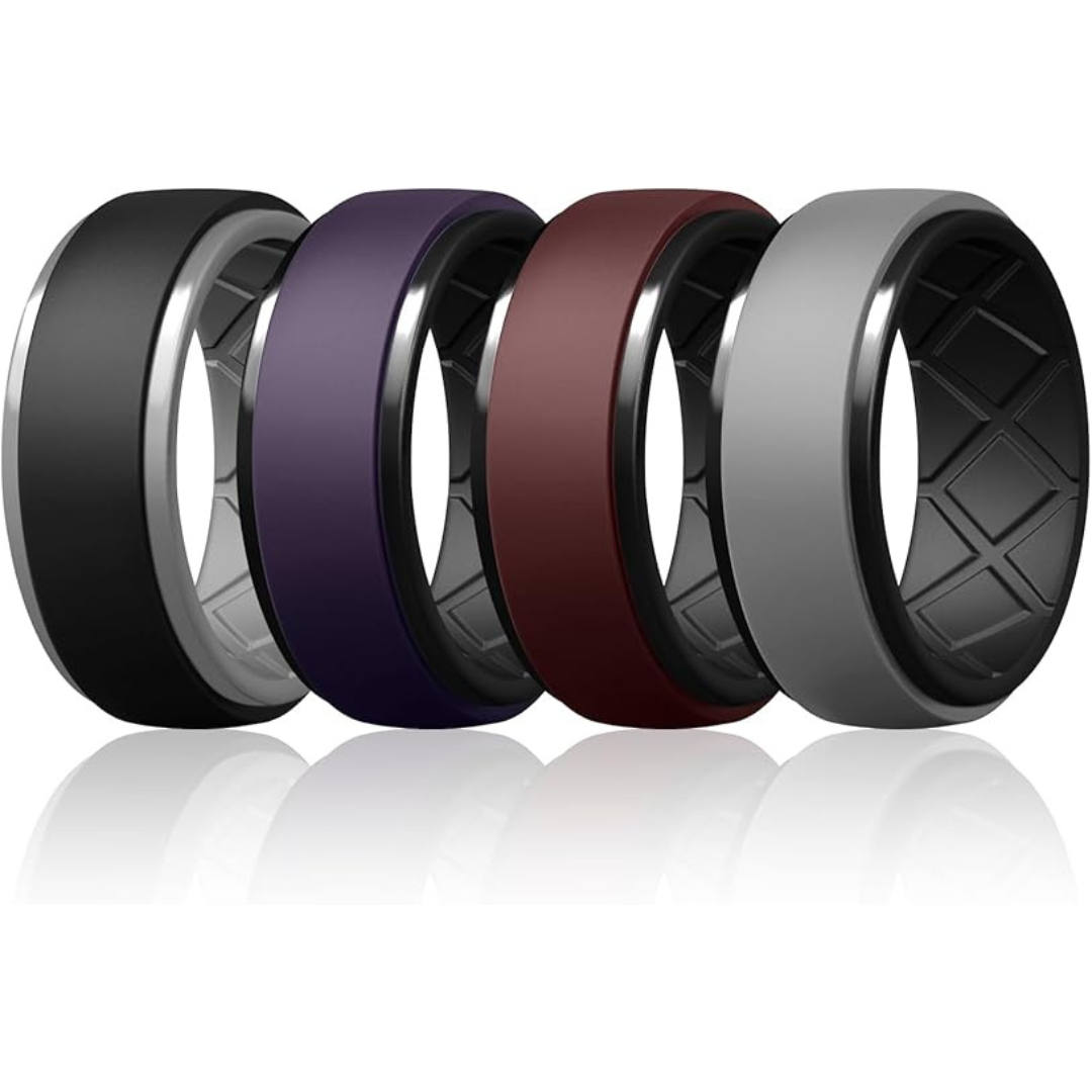 Men's 10mm Wide 2.5mm Thick Silicone Rings