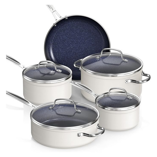 9-Piece Healthy Duralon Blue Ceramic Nonstick Coated Cookware Set