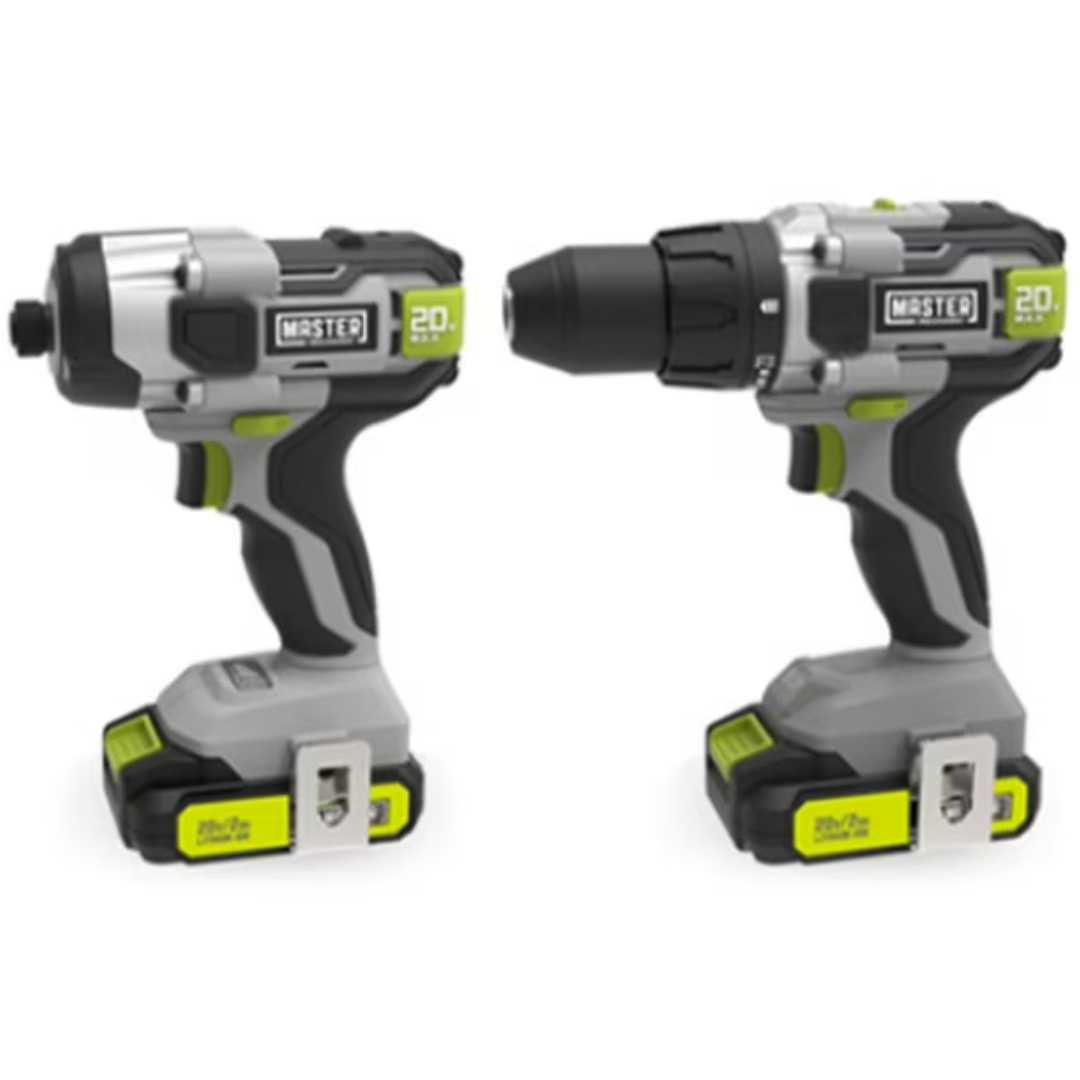 Master Mechanic 20V Compact 1/2" Drill and Impact Driver 2 Tool Cordless Combo Kit