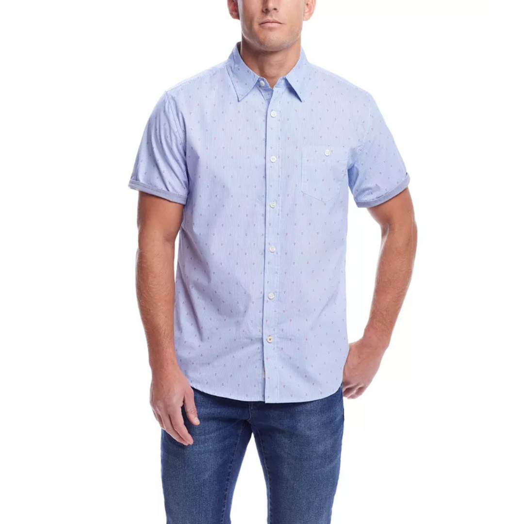 Weatherproof Vintage Men's Short Sleeve Cotton Poplin Shirt