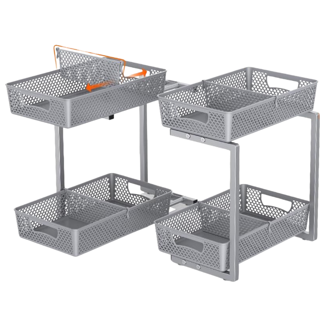 2-Pack Sotfamily 2 Tier Pull Out Cabinet Organizer With Dividers