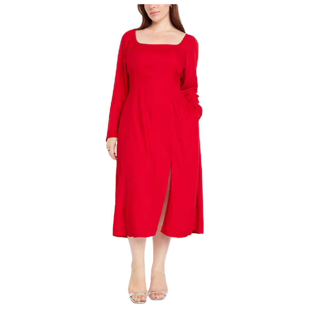 Old Navy Women's Fit & Flare Crepe Dress (Robbie Red)