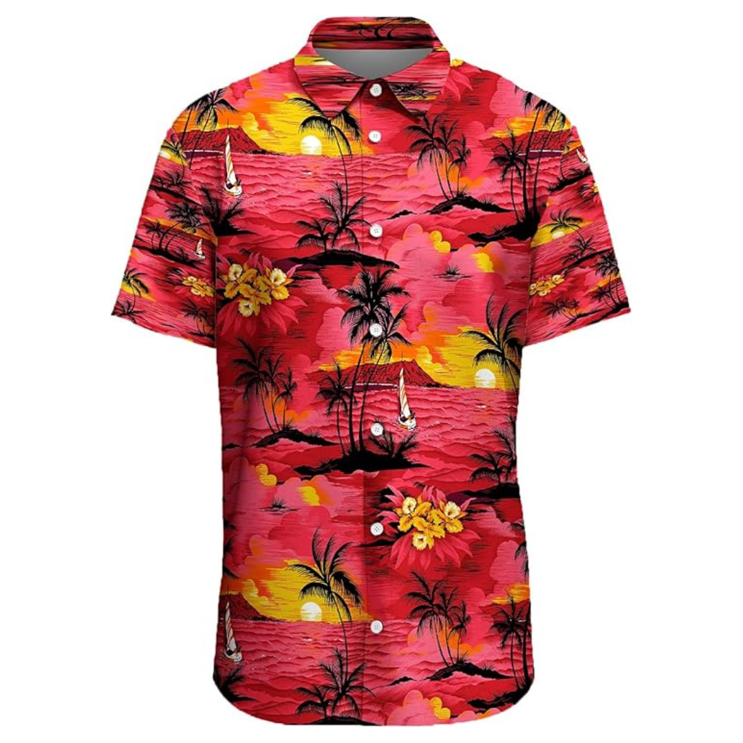 Men's Hawaiian Button Up Shirts Beach Short Sleeve Shirt