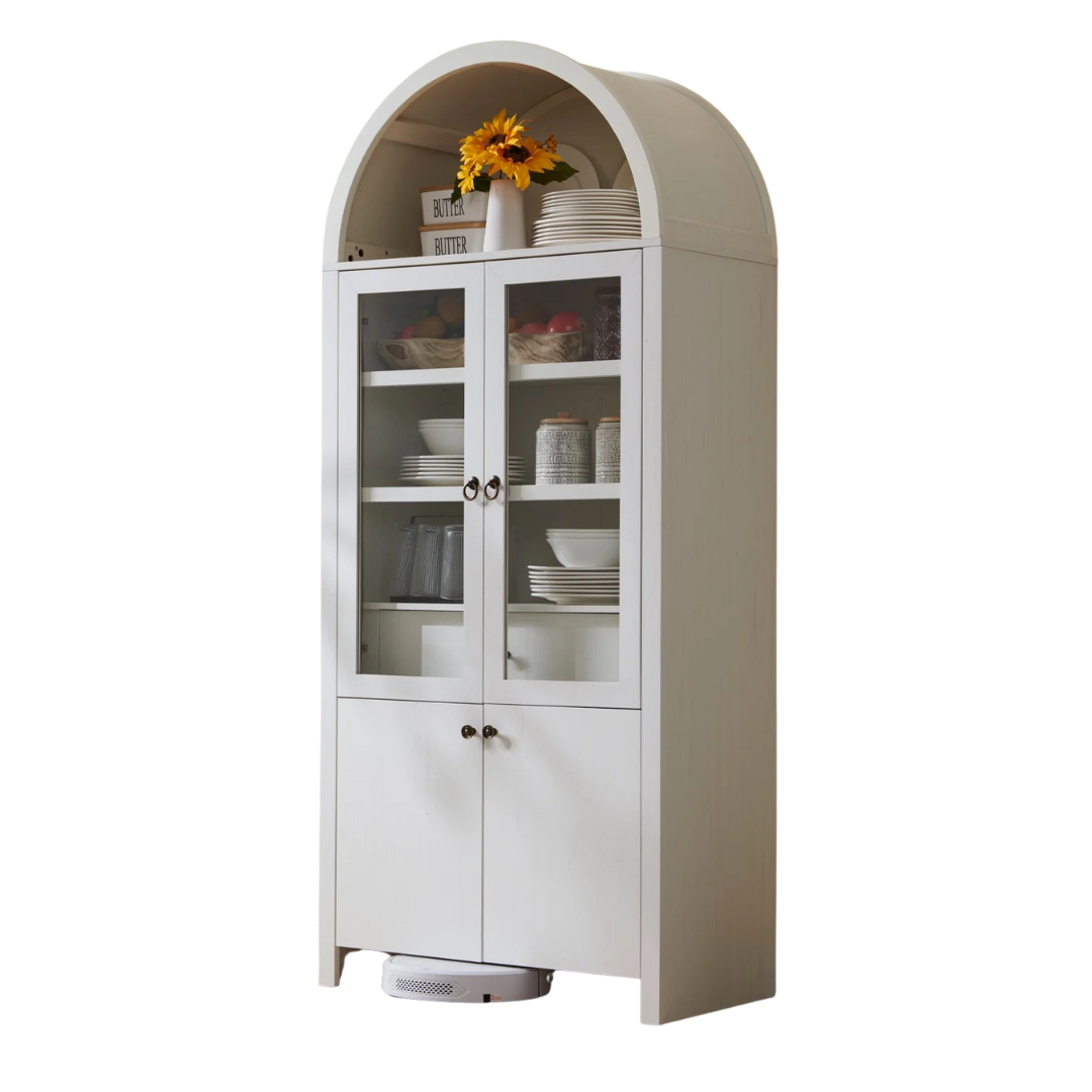 Arched 71" Wood Kitchen Storage Cabinet