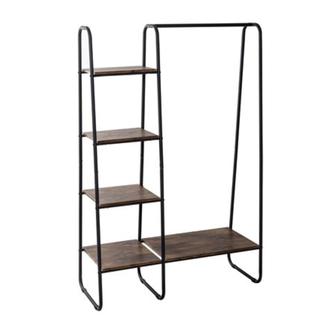 Honey-Can-Do Freestanding Metal Clothing Rack With Wood Shelves