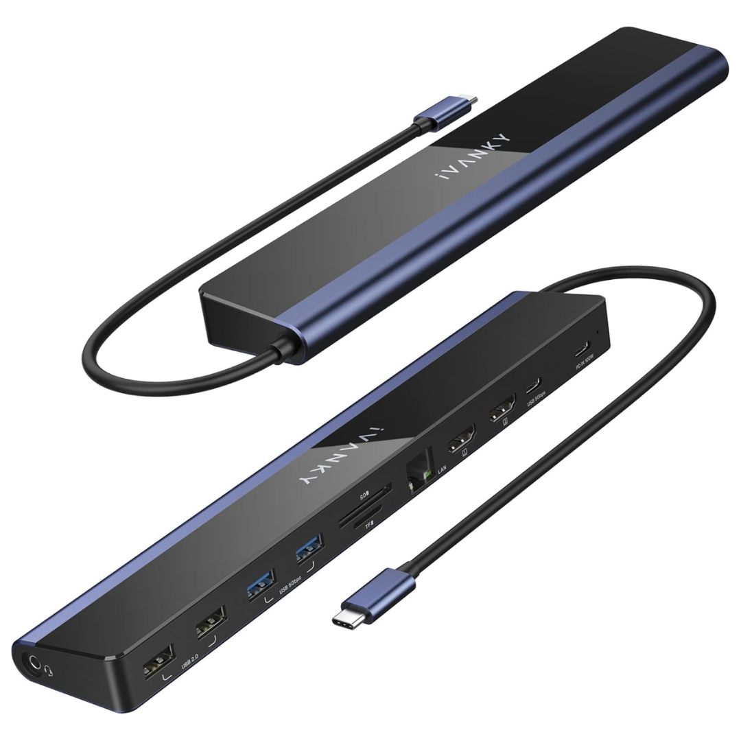 12-in-1 Laptop Docking Station Dual Monitor 4K@60Hz