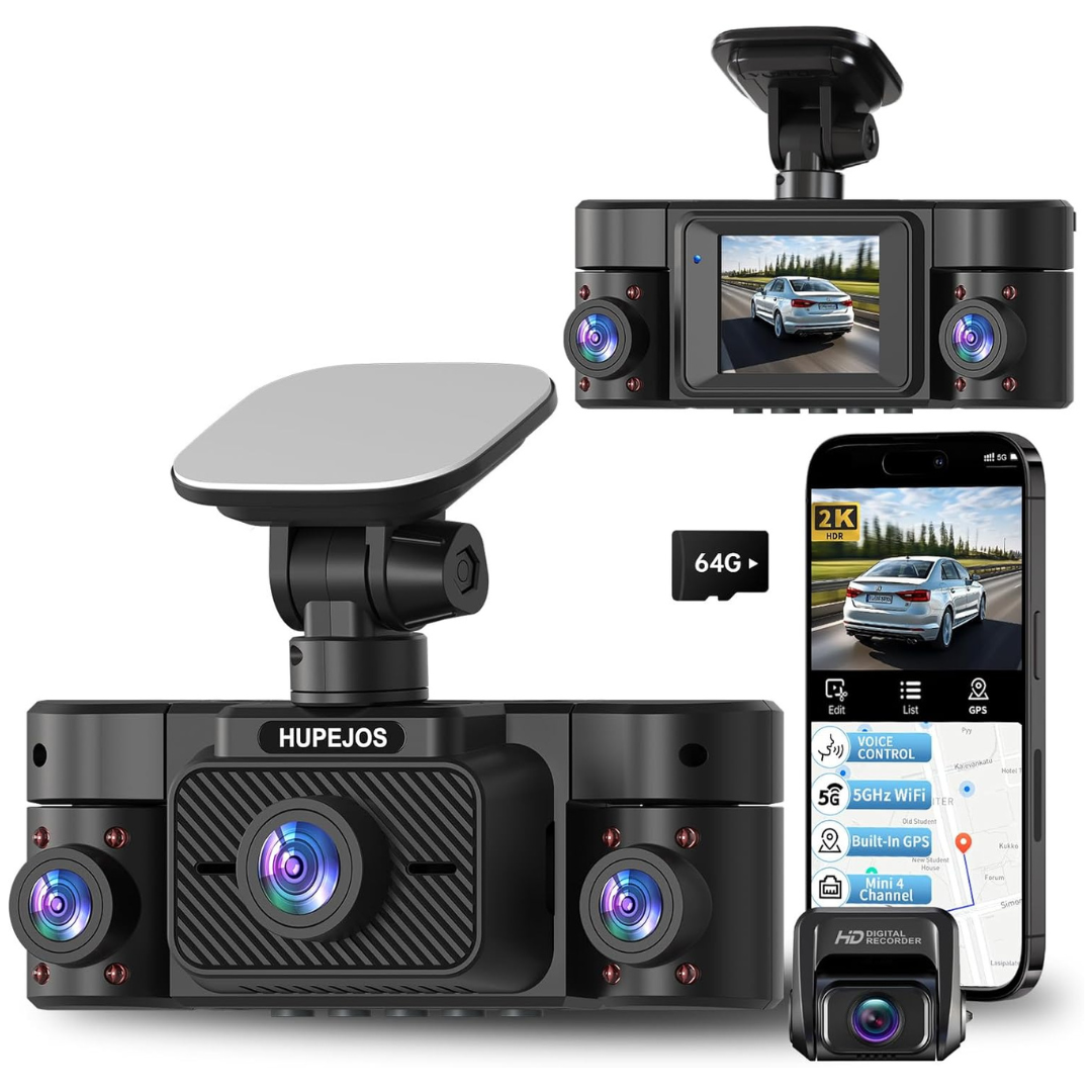 Front and Rear Inside 360 deg. Dash Camera with 64GB Card