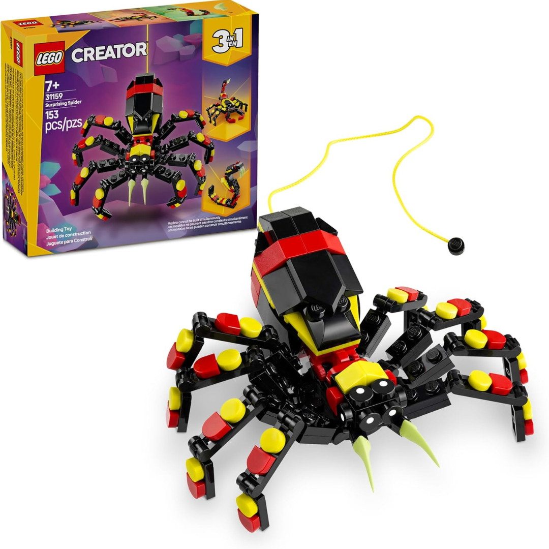 153-Piece LEGO Wild Animals 3-in-1 Surprising Spider Building Toy