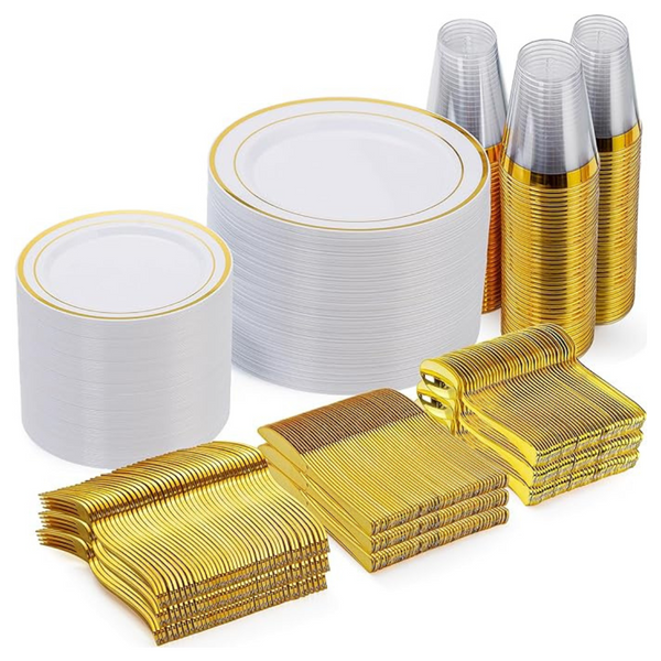 600-Pieces Plastic Disposable Dinnerware Set (Service For 100)