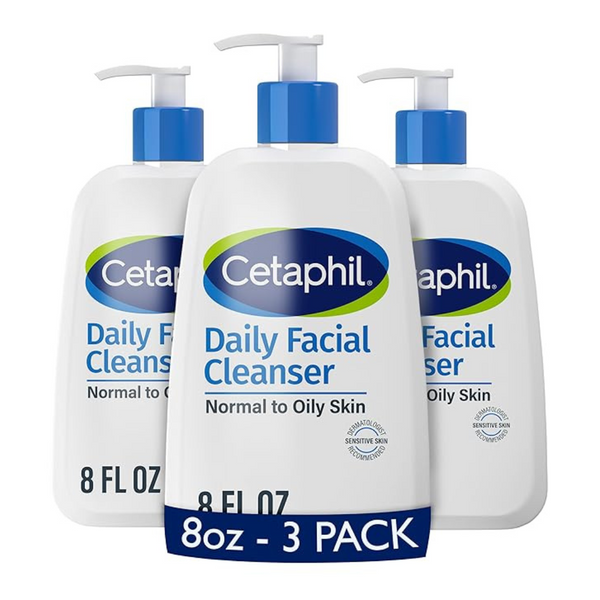 3 Bottles Of Cetaphil Face Wash, Daily Facial Cleanser (8 Oz Bottles)