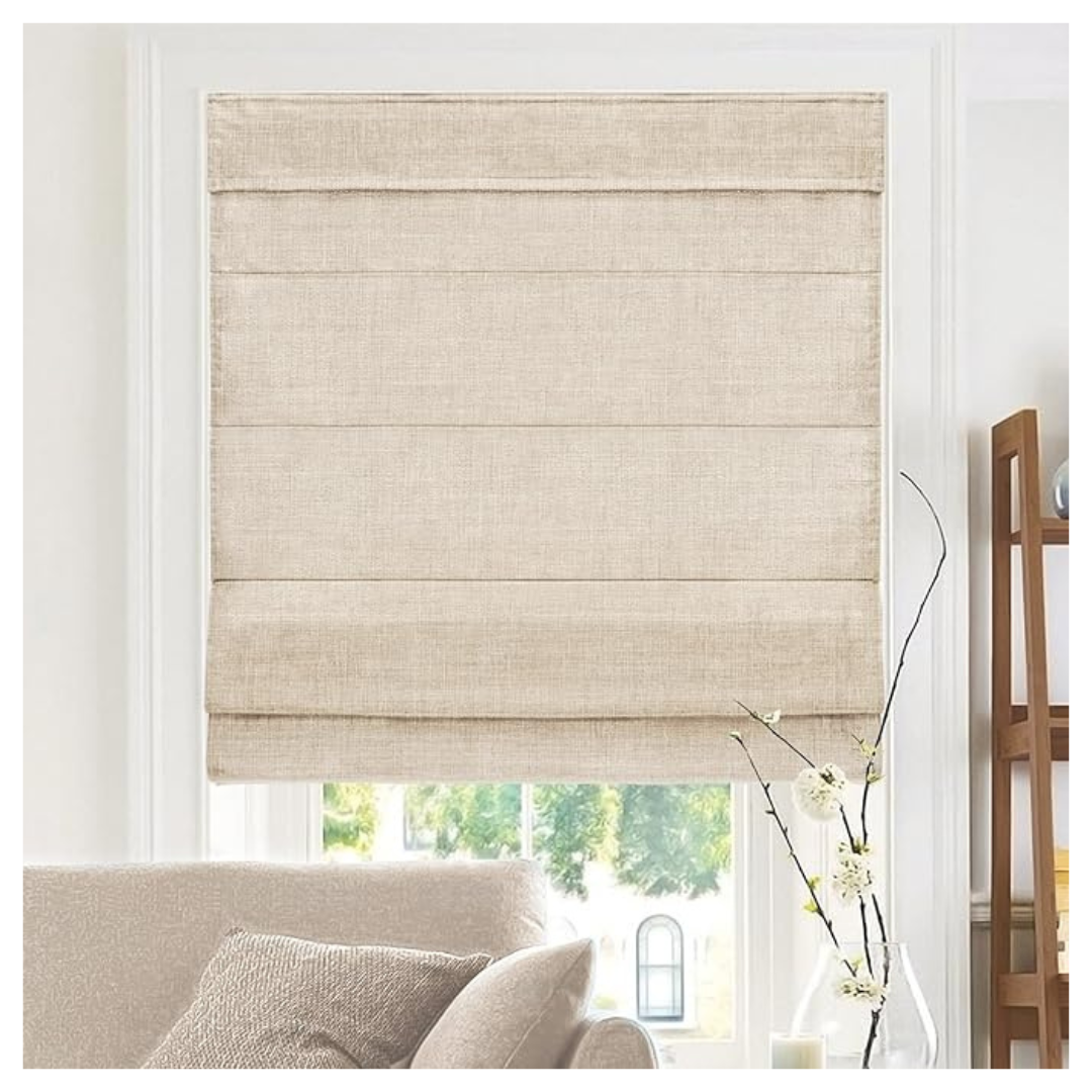 CHICOLOGY Roman Shades, Belgian Flax (48″ W X 72″ H)