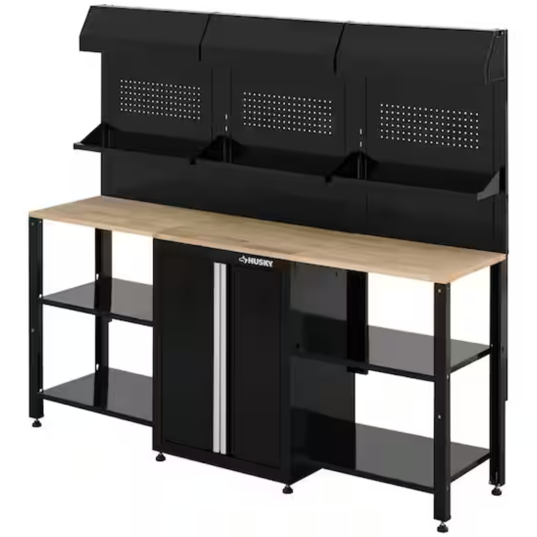 9-Piece Husky Ready-To-Assemble Steel Garage Workstation (Black)