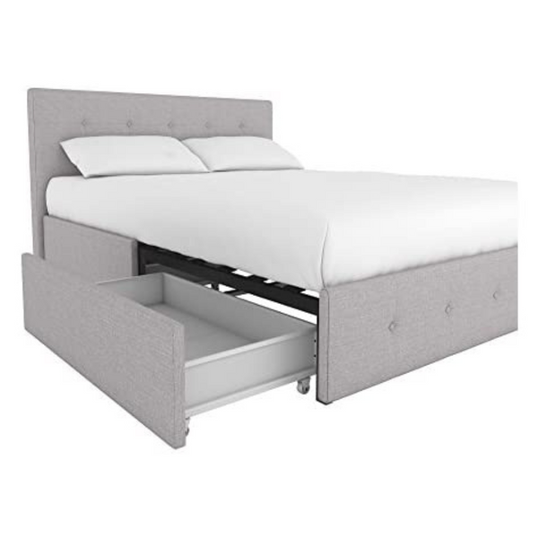 DHP Rose Upholstered Platform Underbed Storage Drawers Queen Bed