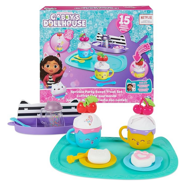 Gabbys Dollhouse Cocoa Party Set With Fruit & Sprinkles For Kids