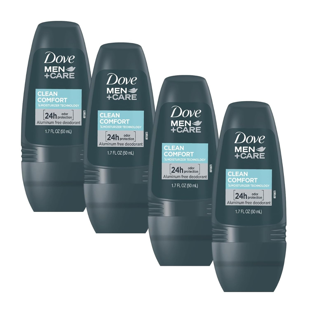 4-Pack 1.7 oz Dove Men+Care Clean Comfort Roll On Deodorant