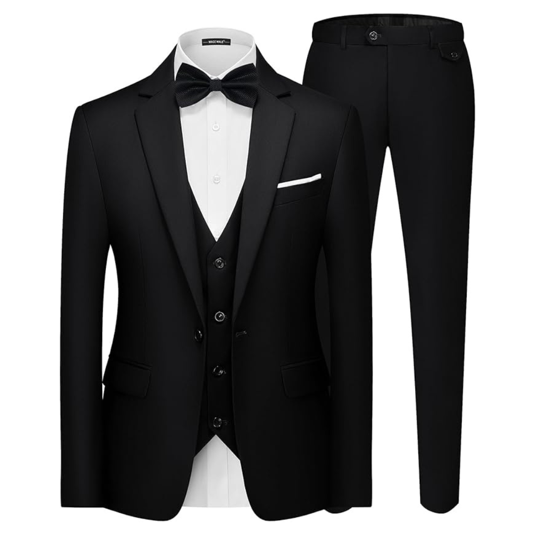 Men's 3 Pieces Elegant Slim Fit Solid Suit