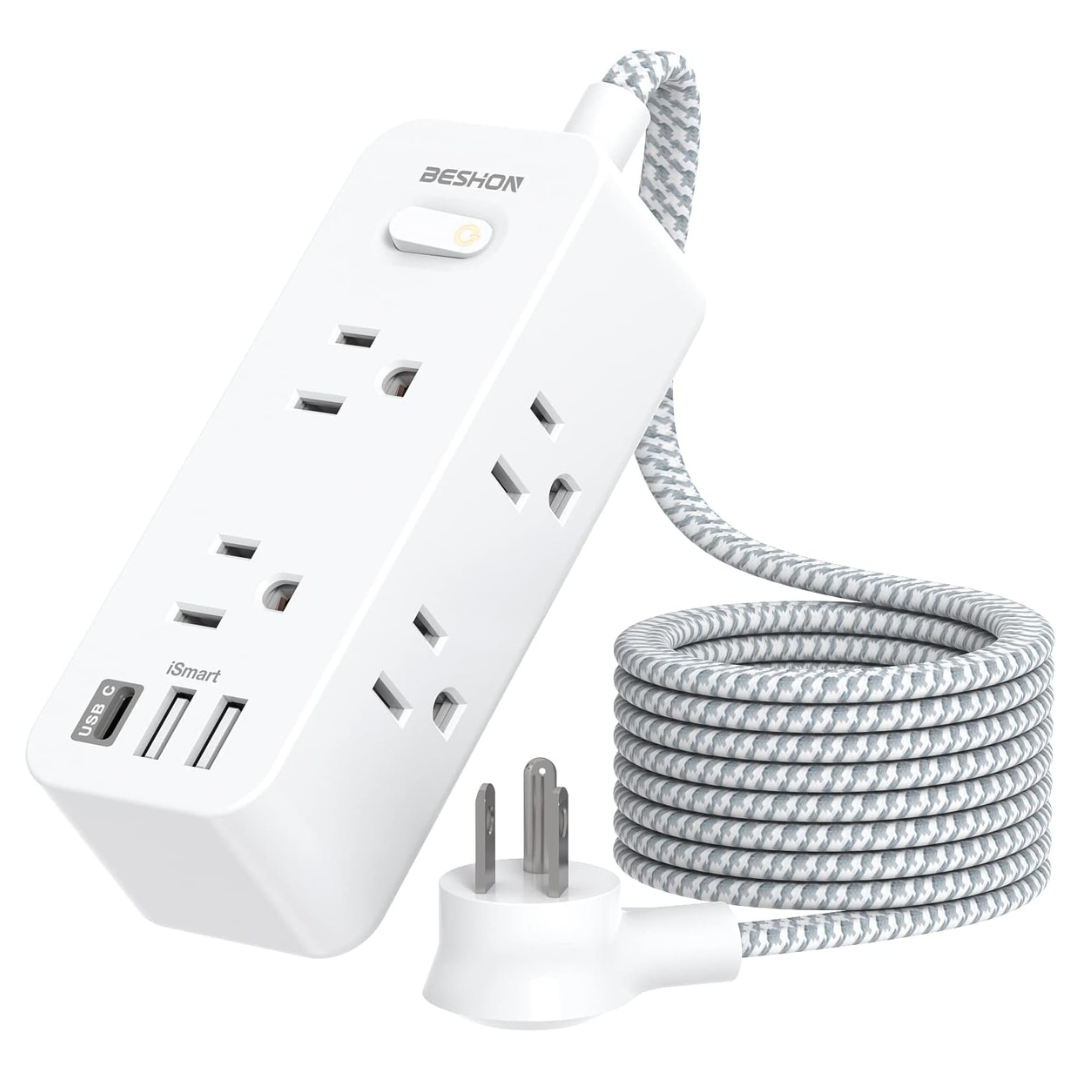 3-Side 6 Outlets 3 USB Ports Surge Protector Power Strip