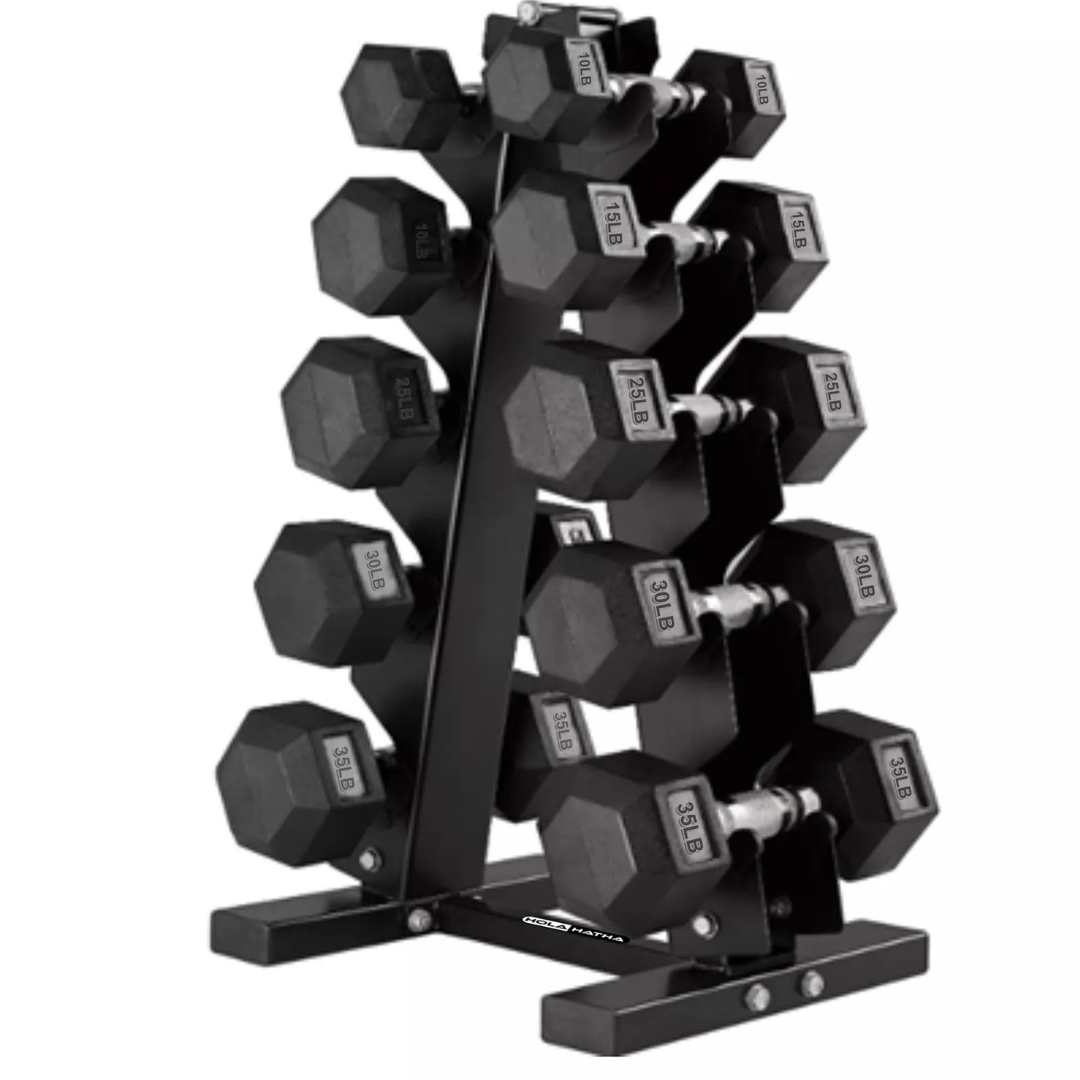 HolaHatha 10, 15, 25, 30 & 35 Lb Hexagonal Dumbbell Free Hand Weight Set