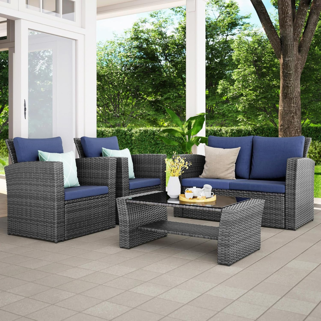 4-Piece Wisteria Lane Outdoor Patio Furniture Set (KX-005BL)