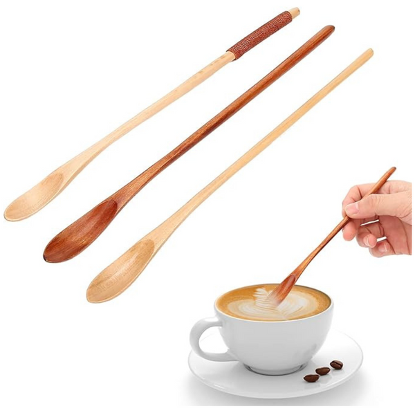 3-Piece Long Handle Coffee Wooden Spoon