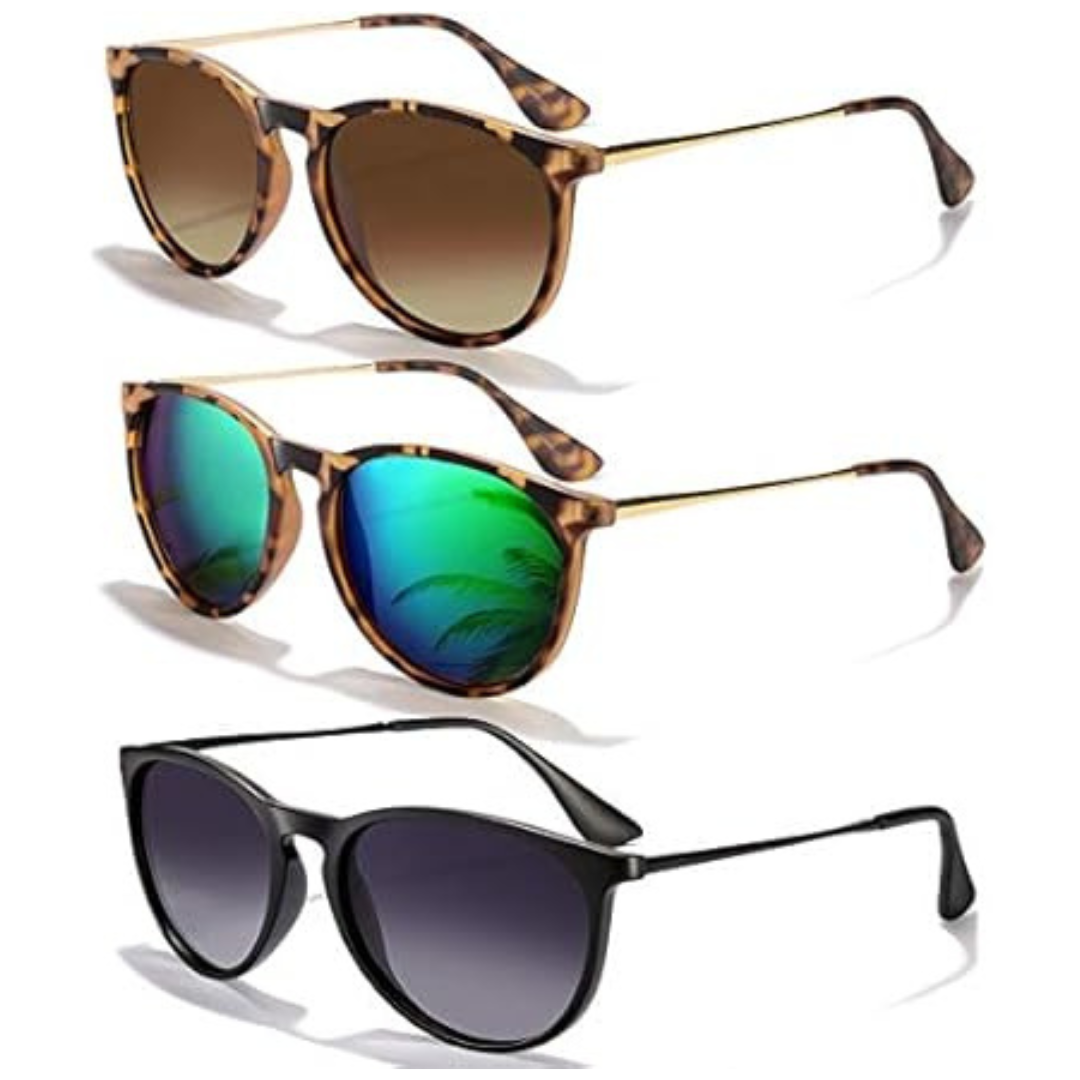 3-Pack Unisex Polarized UV Protection Trendy Sunglasses