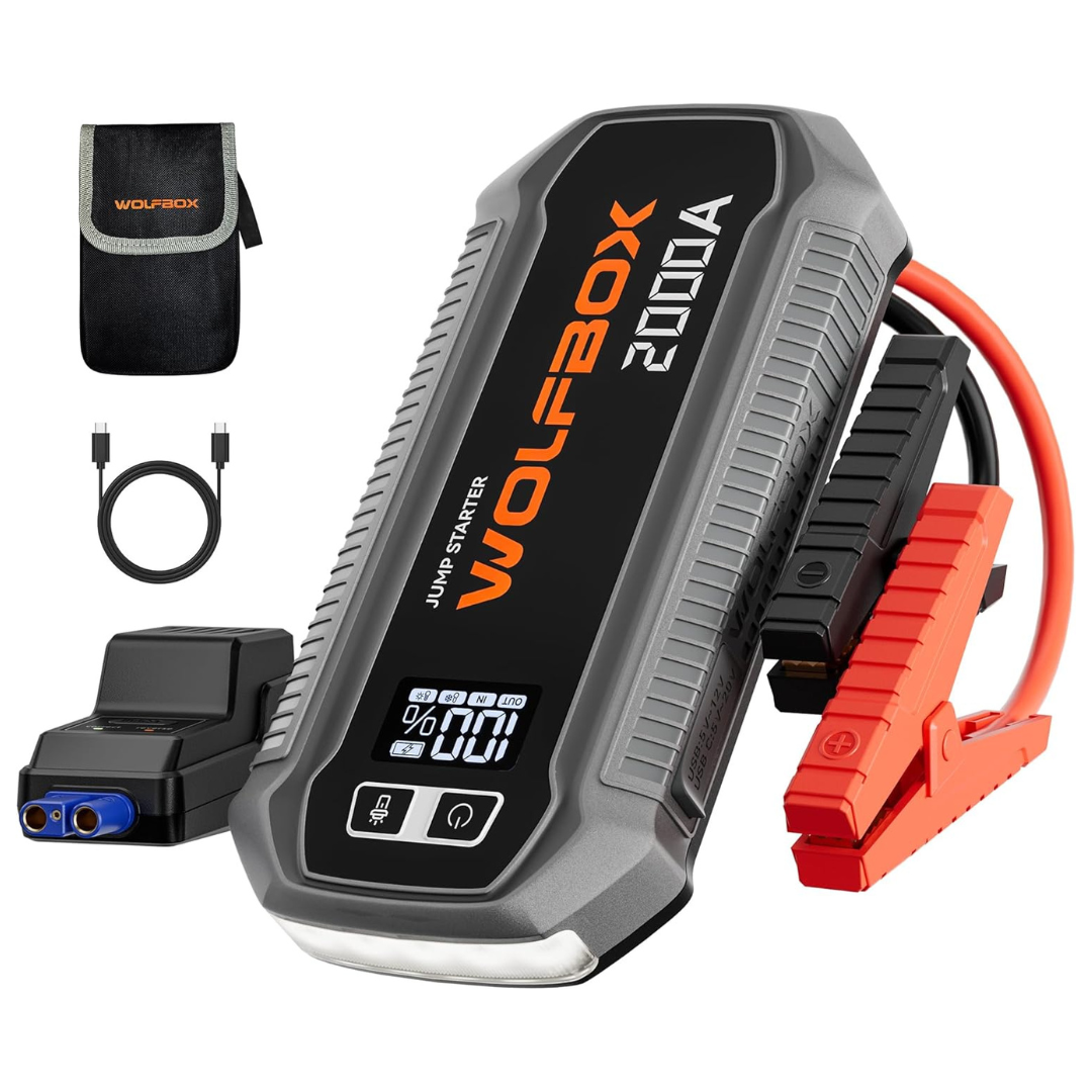 2000A 12000mAh Portable Jump Starter (7L Gas Engine)