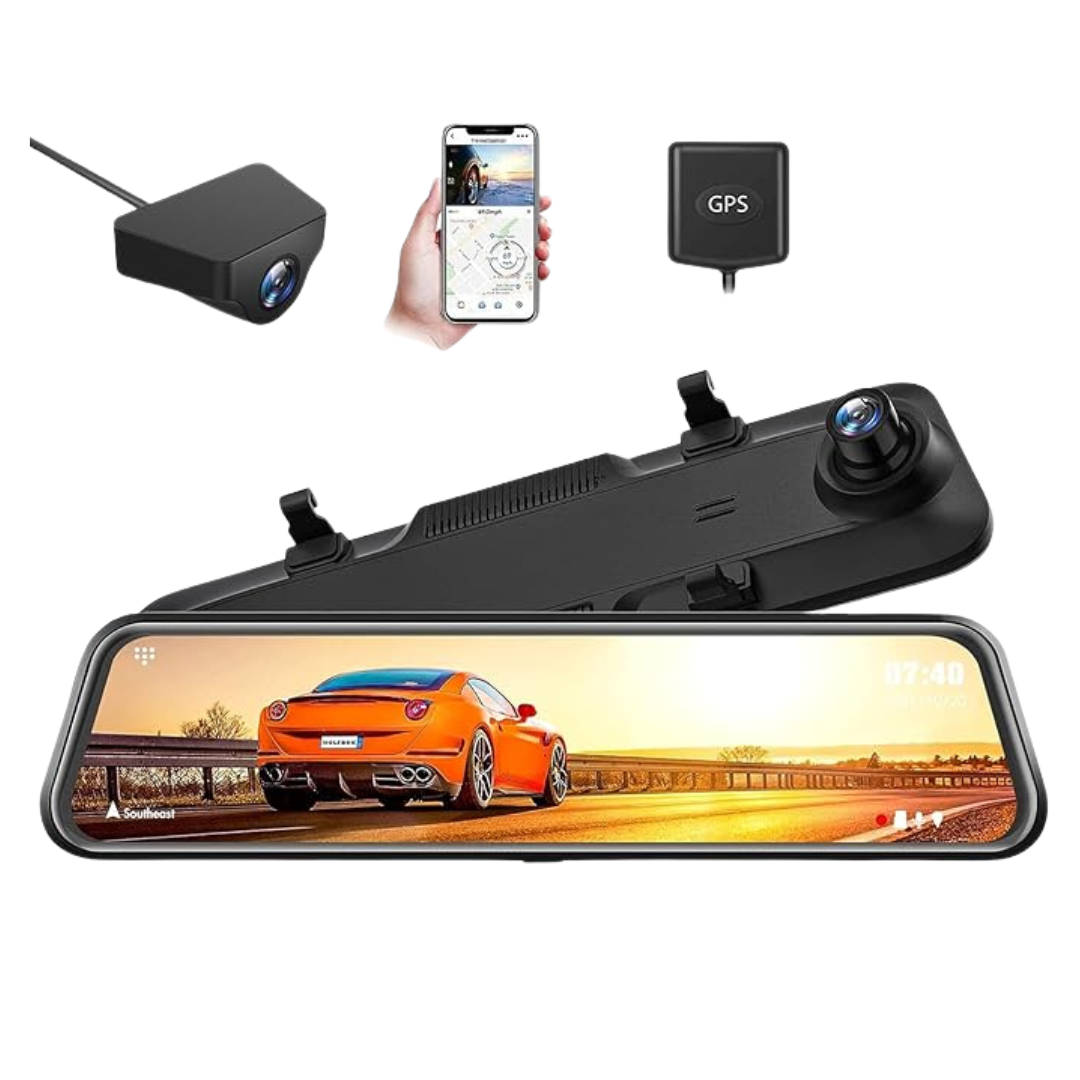 Wolfbox G840H 12" 2.5K Rear View Mirror Dash Cam With WiFi