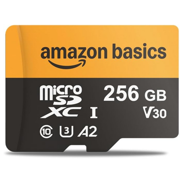 Amazon Basics 256GB Micro SD Card With Reader Adapter, Fast Speed Up To 200MB/s