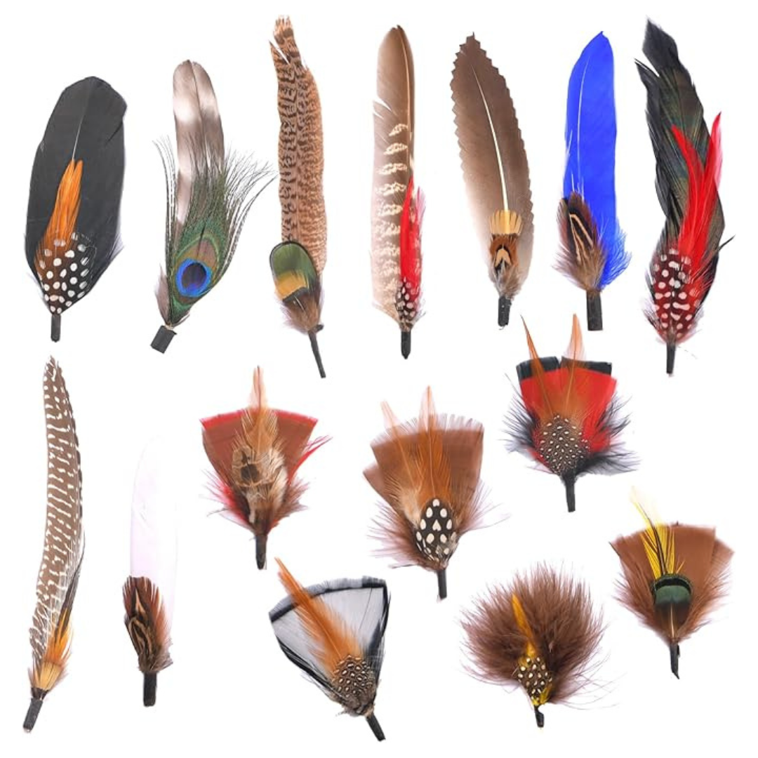 15-Piece Colorful Real Hat Feathers