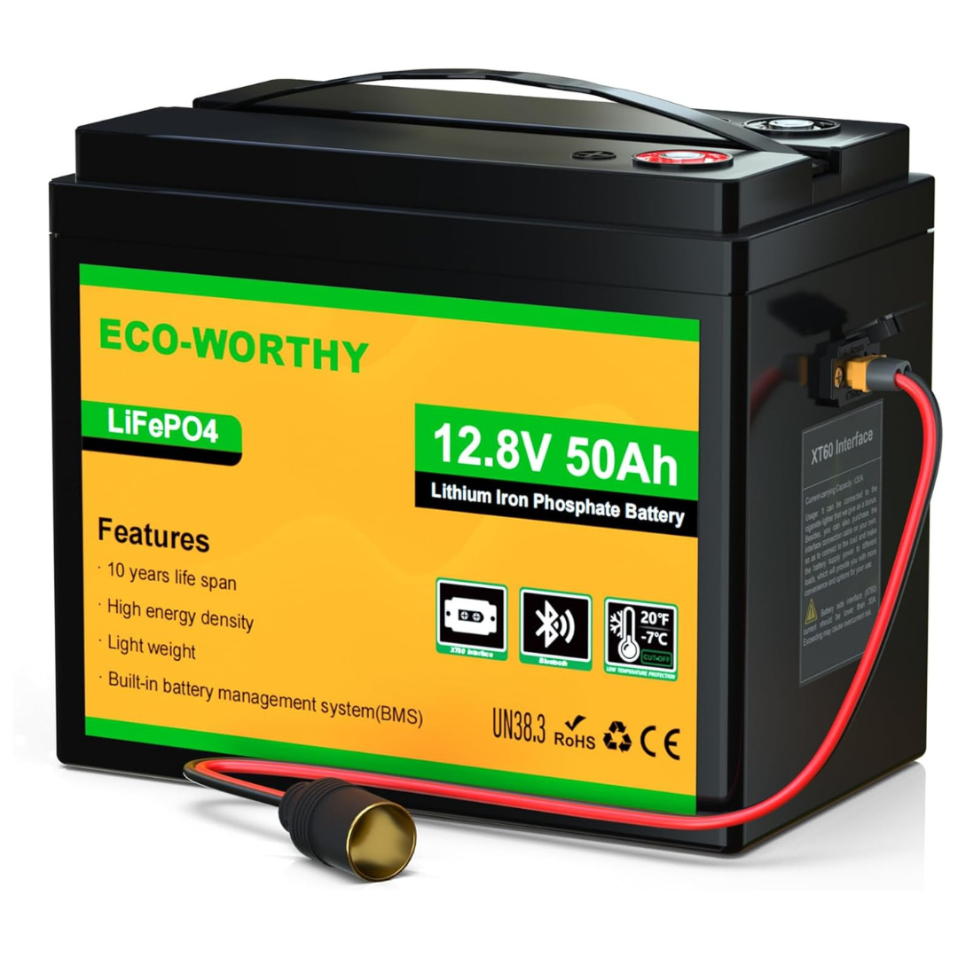 ECO-WORTHY 12V 50Ah LiFePO4 Lithium Battery