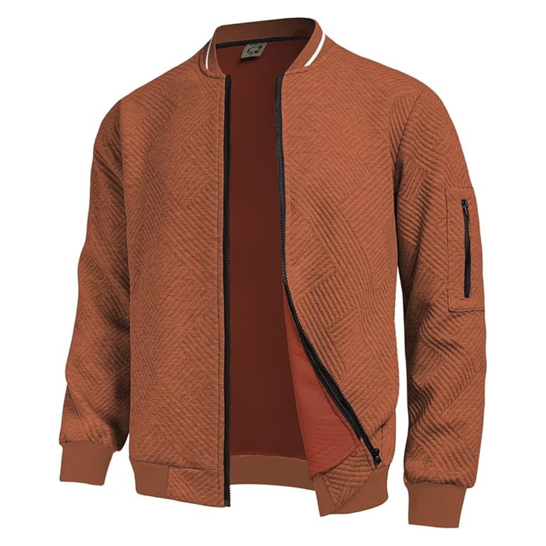Men's Lightweight Textured Casual Varsity Bomber Jacket