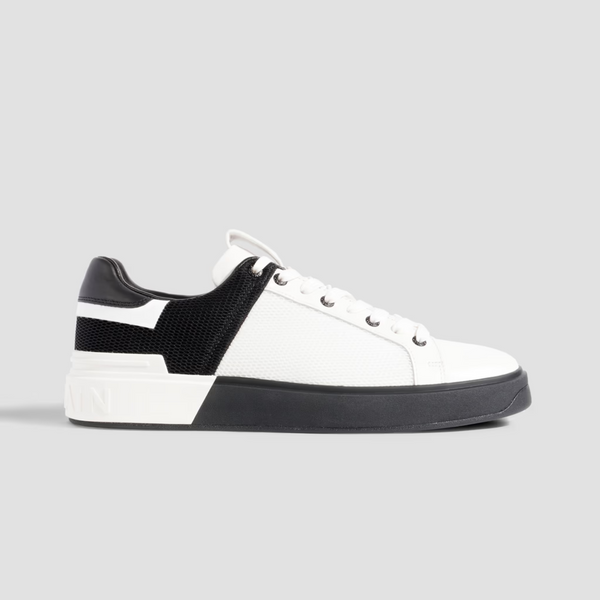 Balmain Men's B-Court Two Tone Mesh and Leather Sneakers