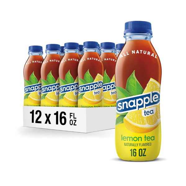 12 Bottles Of Snapple Peach, Diet Peach, Kiwi Strawberry, And Lemon Flavors