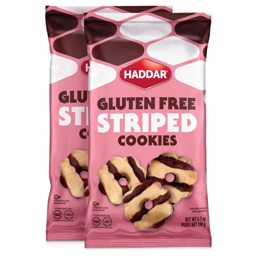 Haddar Gluten Free Striped Cookies, Kosher for Passover, 2 Pack