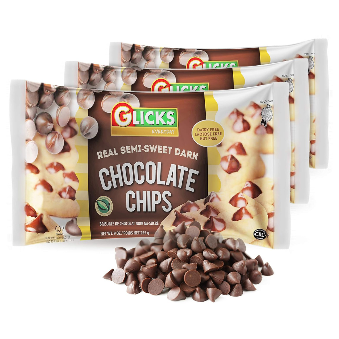 Glicks Semi-Sweet Chocolate Chips, Kosher for Passover, 3 Pack