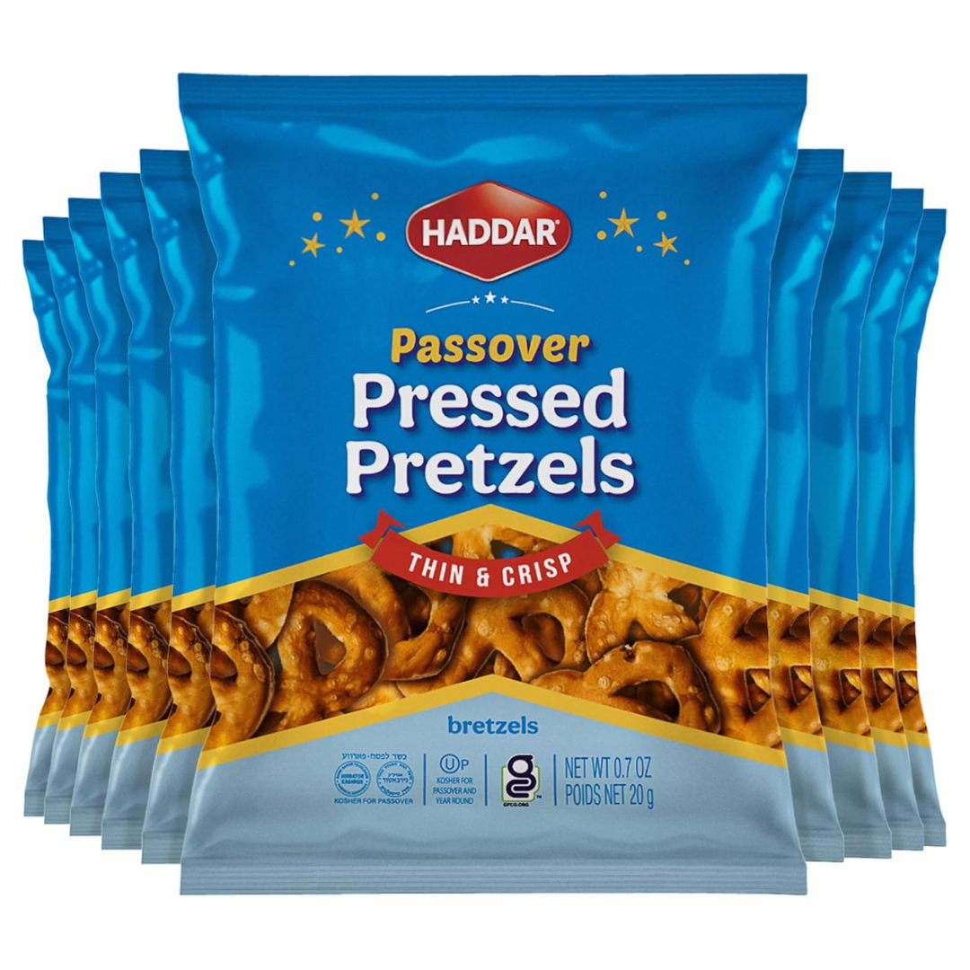 Haddar Passover Pressed Pretzels, Kosher for Passover, 10 Snack Pack