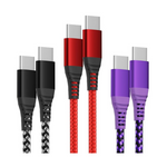 3-Pack Idison 3ft 60W 3A Nylon Braided USB C to USB C Charger Cable