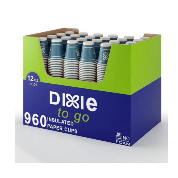 960 tazas de café aisladas Dixie To Go de 12 oz