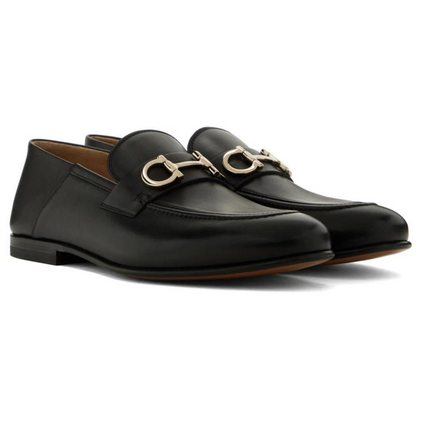 Ferragamo Black Gancini Loafers