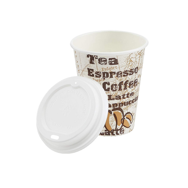 100 Amazon Basics 12 Oz Paper Hot Cups with Lids