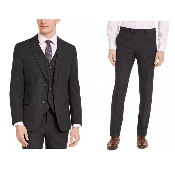 Chaqueta y pantalón de traje liso elástico slim fit para hombre en oferta